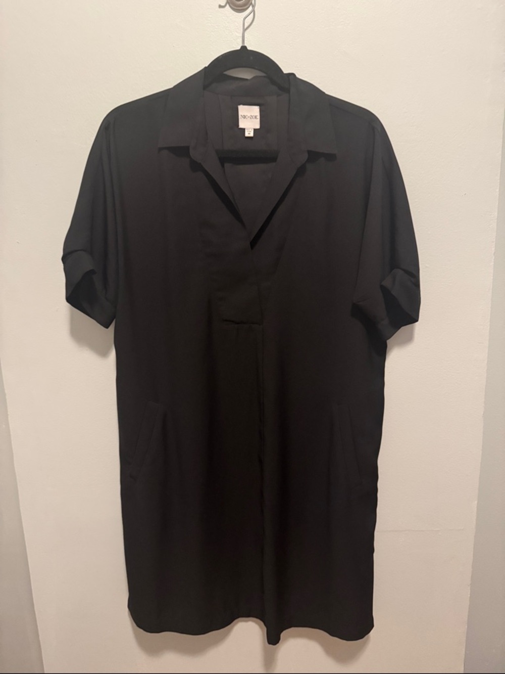 NIC+ZOE Black Short-Sleeve Collared Mini Dress